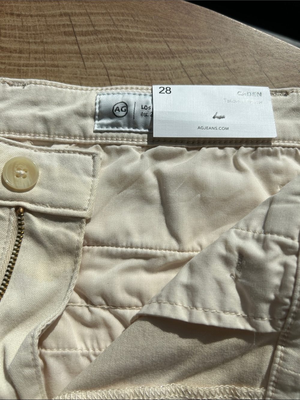 Ag Adriano Goldschmied Caden Tailored Cream Jeans